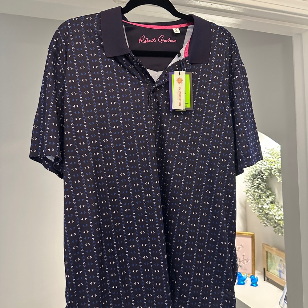 Robert Graham Blue Pattern Golf Polo
